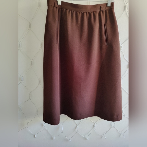 Vintage Chocolate Brown Skirt / 70s / Sz 13/14 - Picture 1 of 6